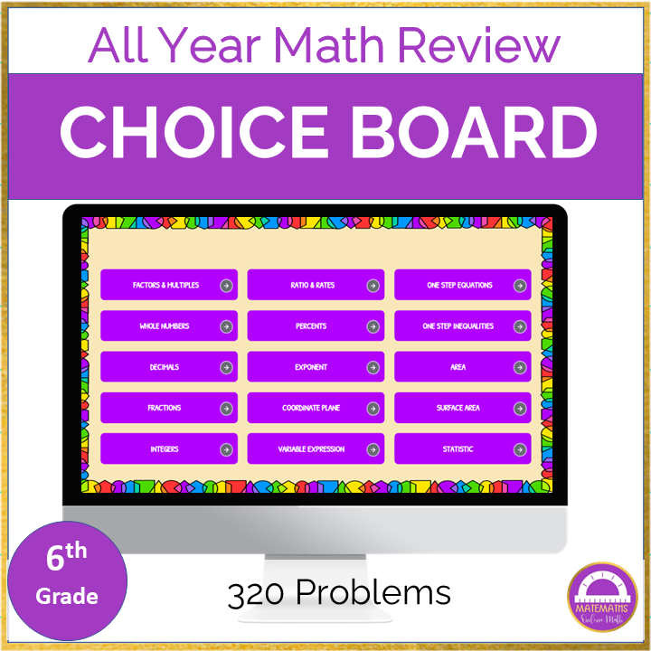 Mastering Math: Digital Choice board